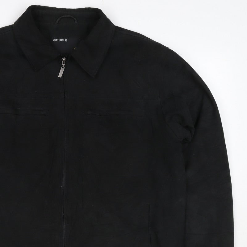 F'HOLE Men's Black L Full Zip Basic Jacket Polyester Lined Pockets