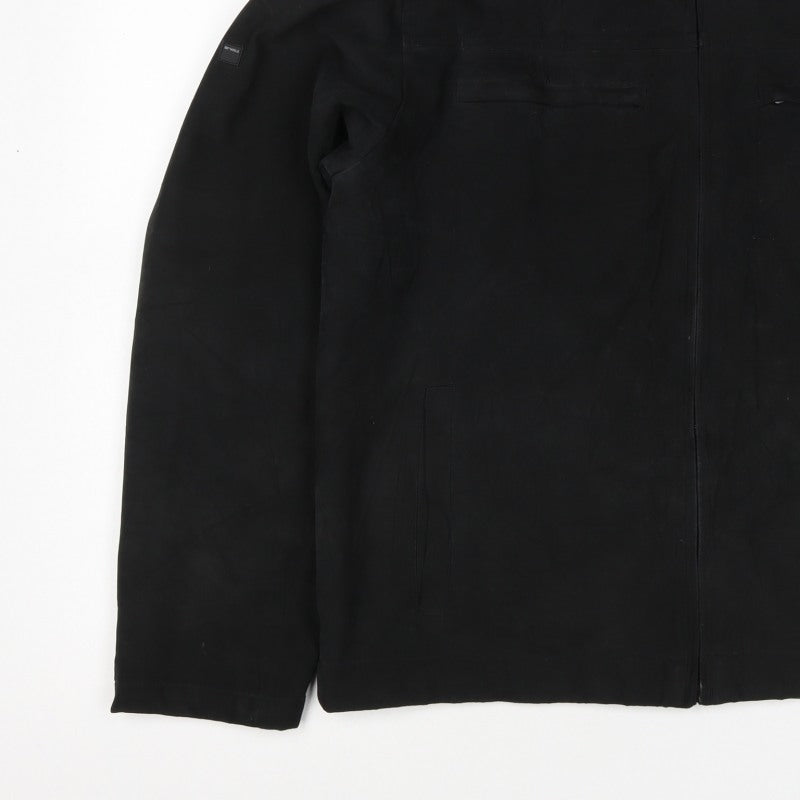 F'HOLE Men's Black L Full Zip Basic Jacket Polyester Lined Pockets