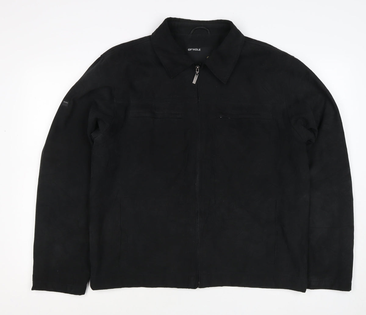 F'HOLE Men's Black L Full Zip Basic Jacket Polyester Lined Pockets