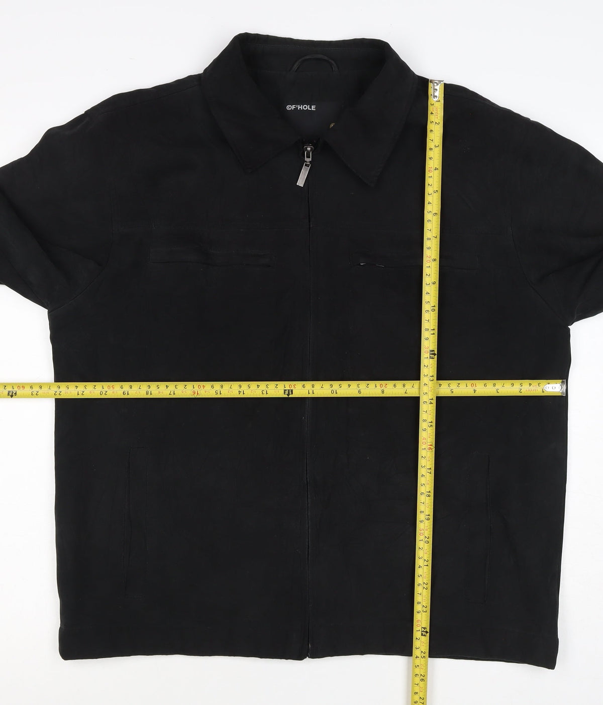 F'HOLE Men's Black L Full Zip Basic Jacket Polyester Lined Pockets