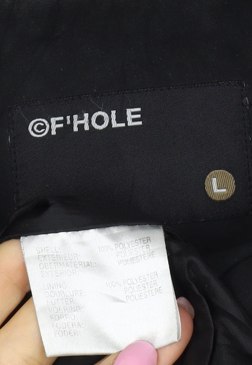 F'HOLE Men's Black L Full Zip Basic Jacket Polyester Lined Pockets