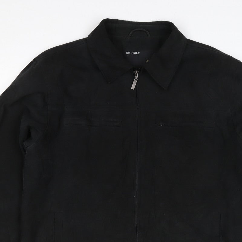 F'HOLE Men's Black L Full Zip Basic Jacket Polyester Lined Pockets