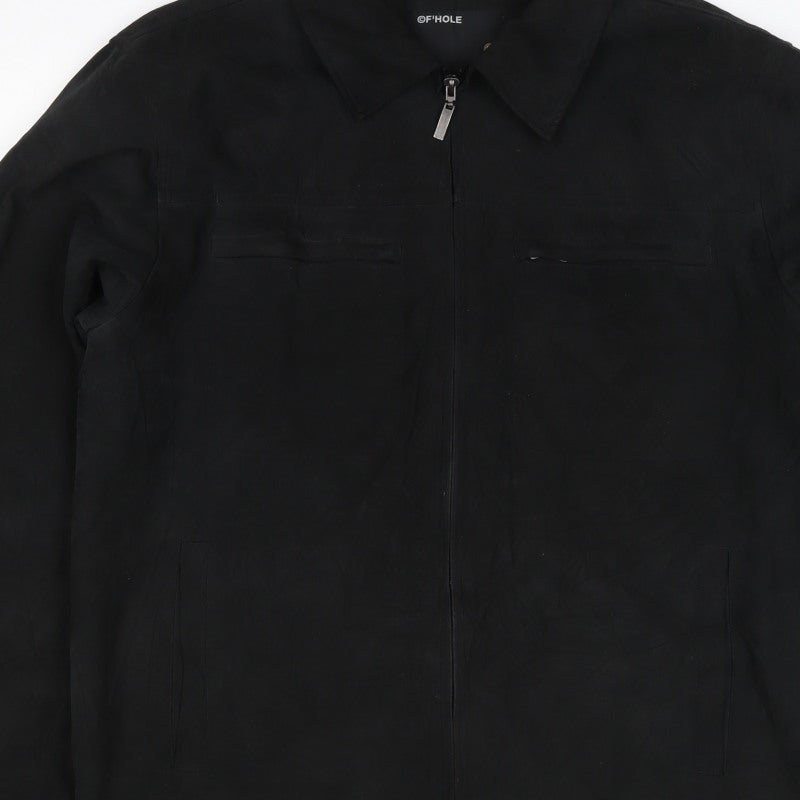 F'HOLE Men's Black L Full Zip Basic Jacket Polyester Lined Pockets