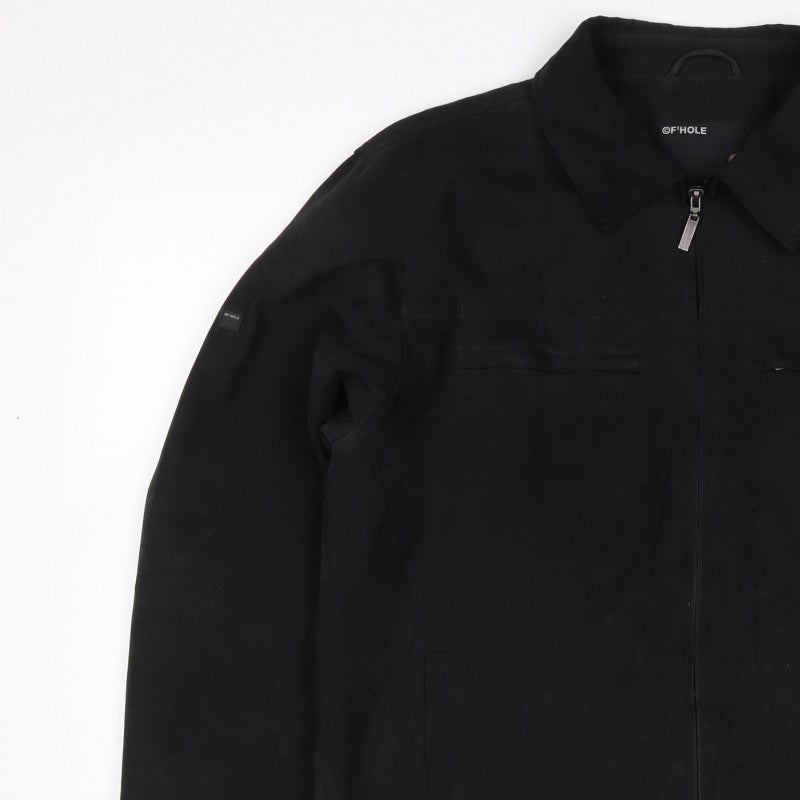 F'HOLE Men's Black L Full Zip Basic Jacket Polyester Lined Pockets