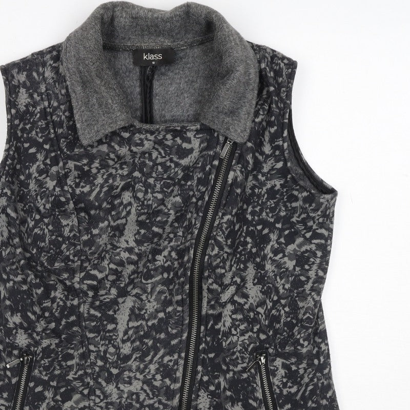 Klass Women’s Grey Biker Waistcoat Size 10 Zip Pockets Stretch