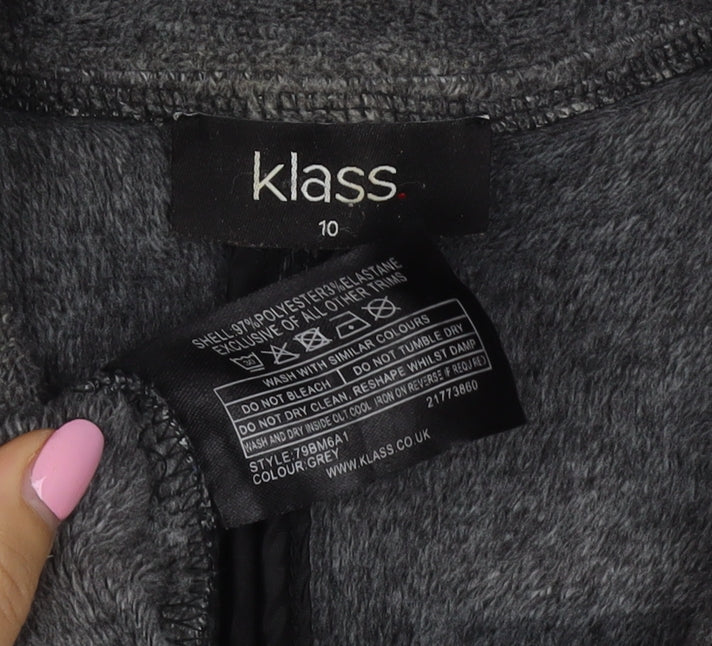Klass Women’s Grey Biker Waistcoat Size 10 Zip Pockets Stretch