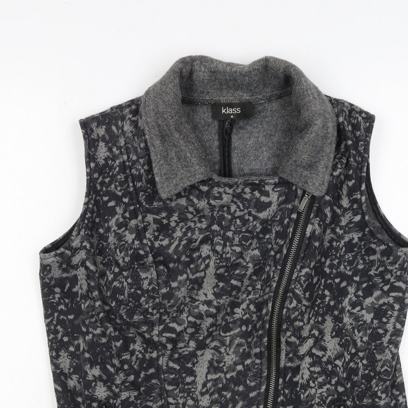 Klass Women’s Grey Biker Waistcoat Size 10 Zip Pockets Stretch
