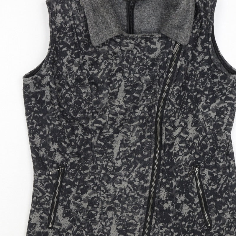 Klass Women’s Grey Biker Waistcoat Size 10 Zip Pockets Stretch