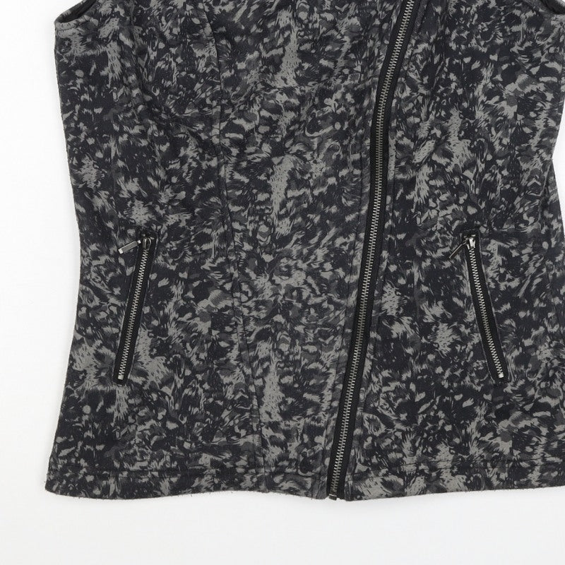 Klass Women’s Grey Biker Waistcoat Size 10 Zip Pockets Stretch