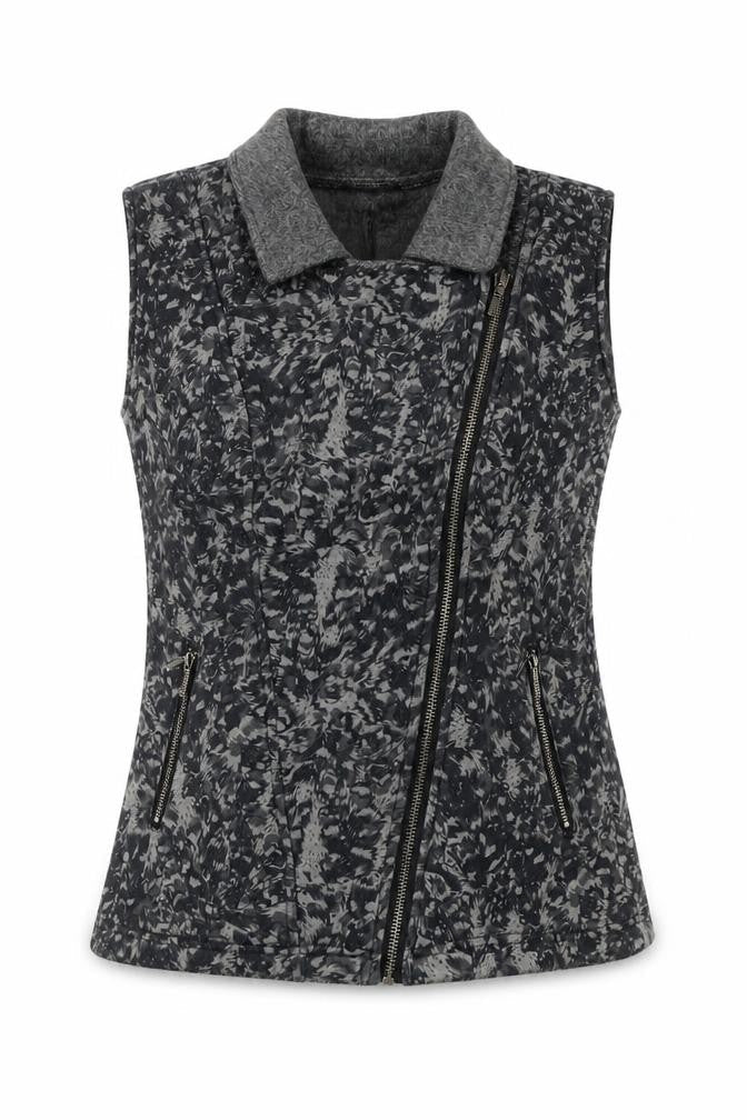 Klass Women’s Grey Biker Waistcoat Size 10 Zip Pockets Stretch
