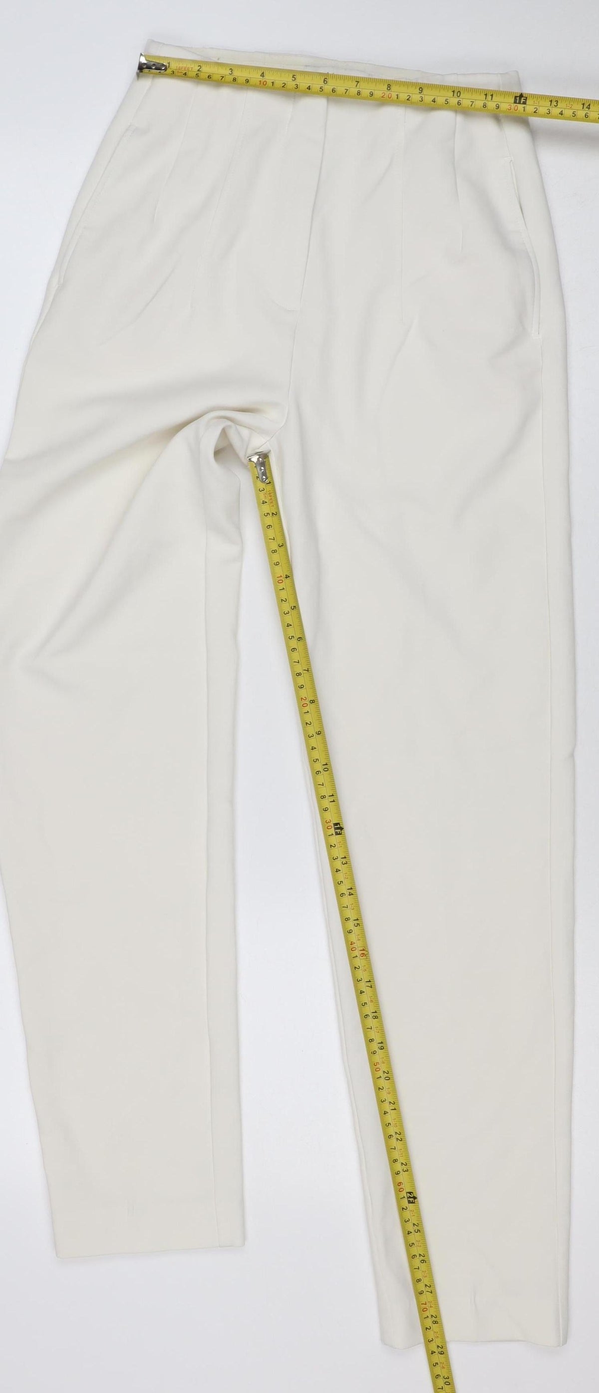 Marks & Spencer Women Ivory Size 6 Straight Leg Stretch Trousers