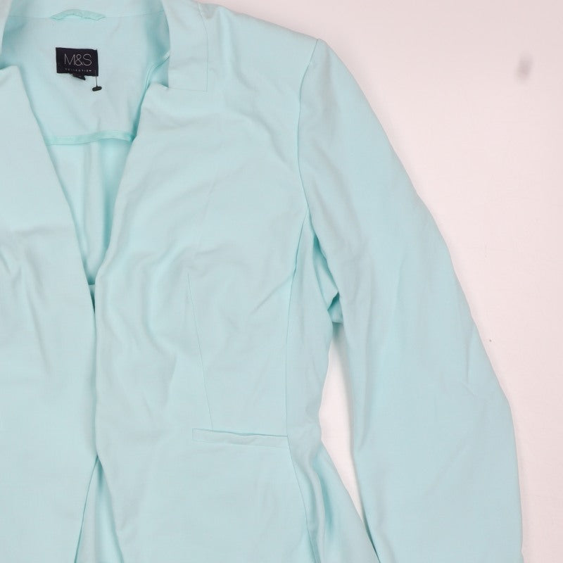 Marks and Spencer Women Blue Size 12 Open Front Tailored Blazer