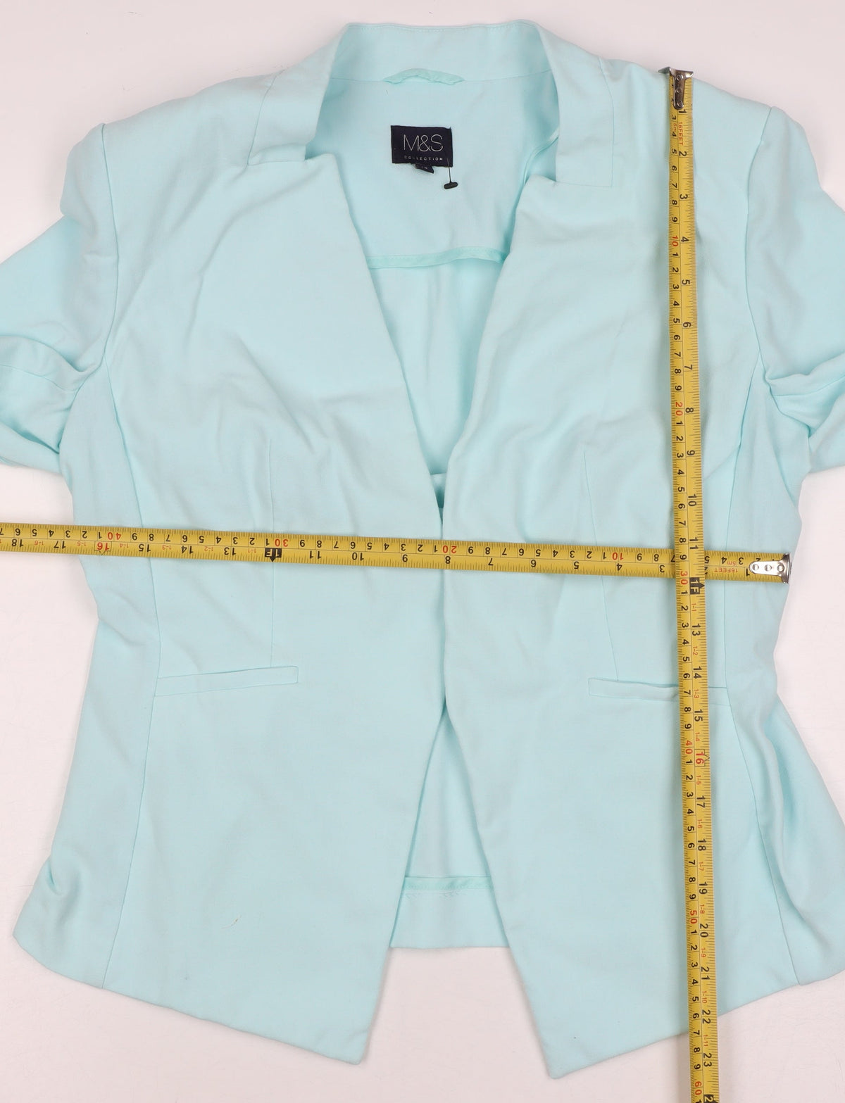 Marks and Spencer Women Blue Size 12 Open Front Tailored Blazer