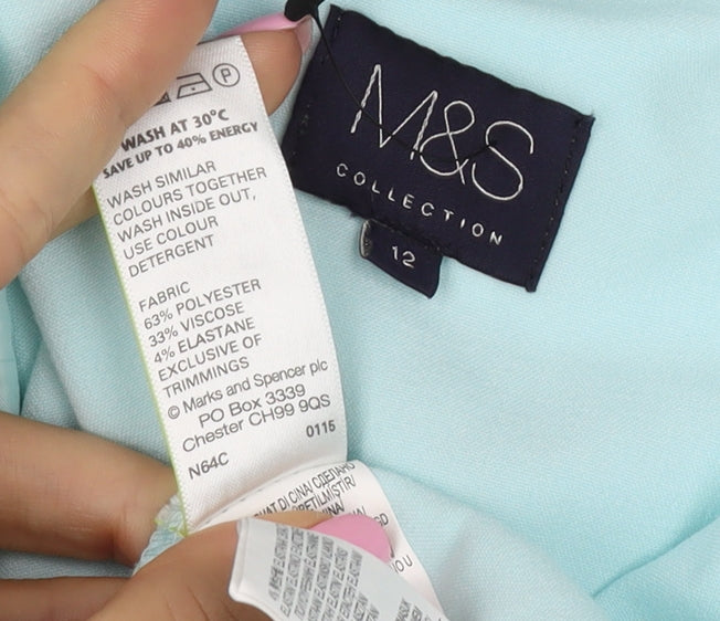 Marks and Spencer Women Blue Size 12 Open Front Tailored Blazer
