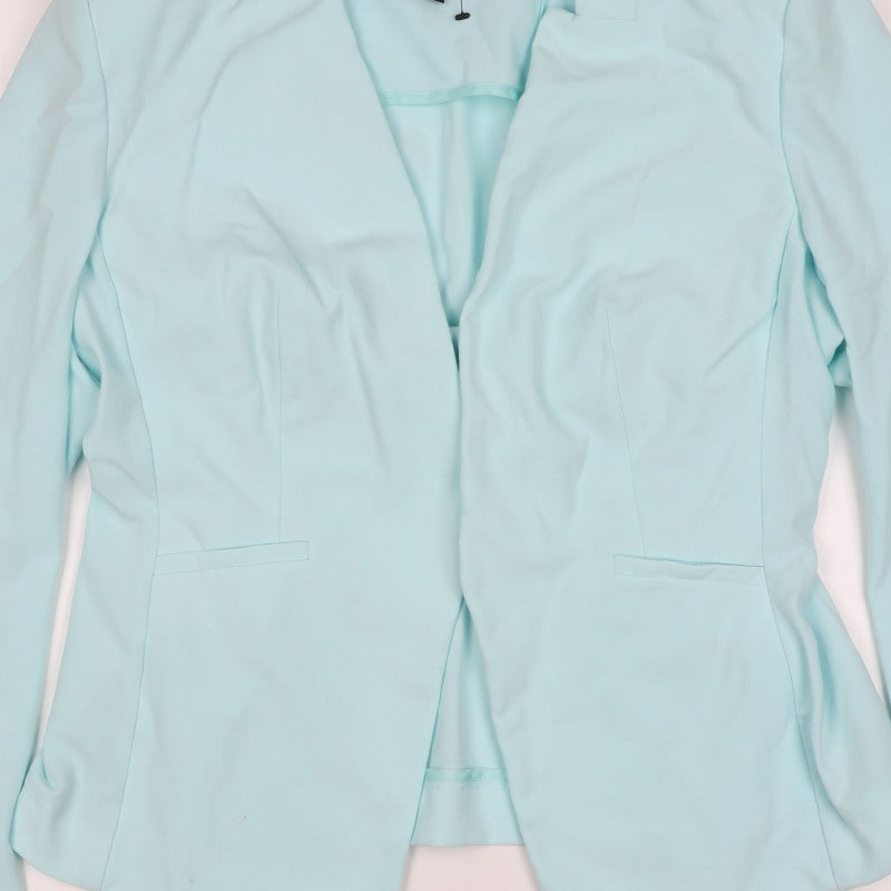 Marks and Spencer Women Blue Size 12 Open Front Tailored Blazer