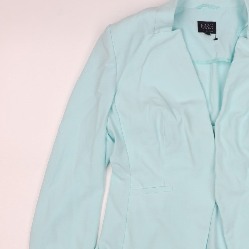 Marks and Spencer Women Blue Size 12 Open Front Tailored Blazer