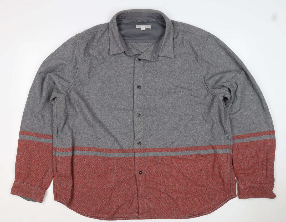 Boden Men Grey Red 2XL Wool Blend Button Basic Jacket Striped