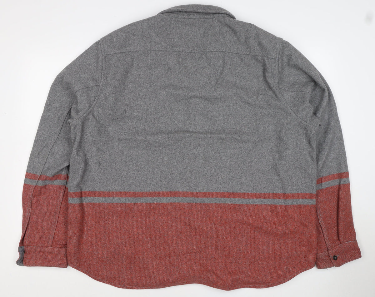 Boden Men Grey Red 2XL Wool Blend Button Basic Jacket Striped
