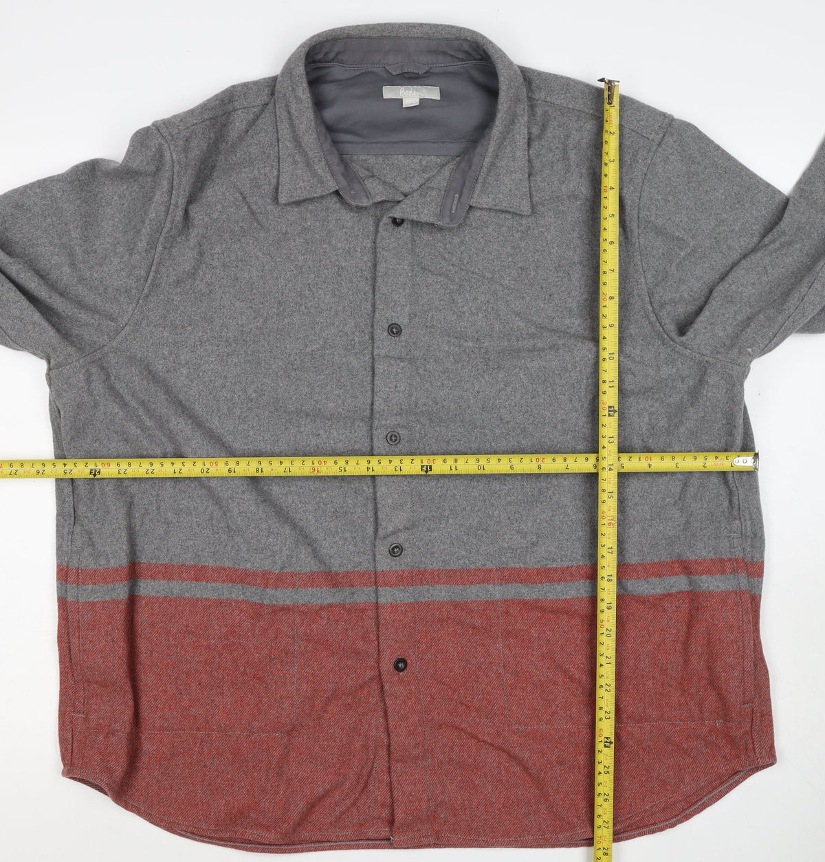 Boden Men Grey Red 2XL Wool Blend Button Basic Jacket Striped