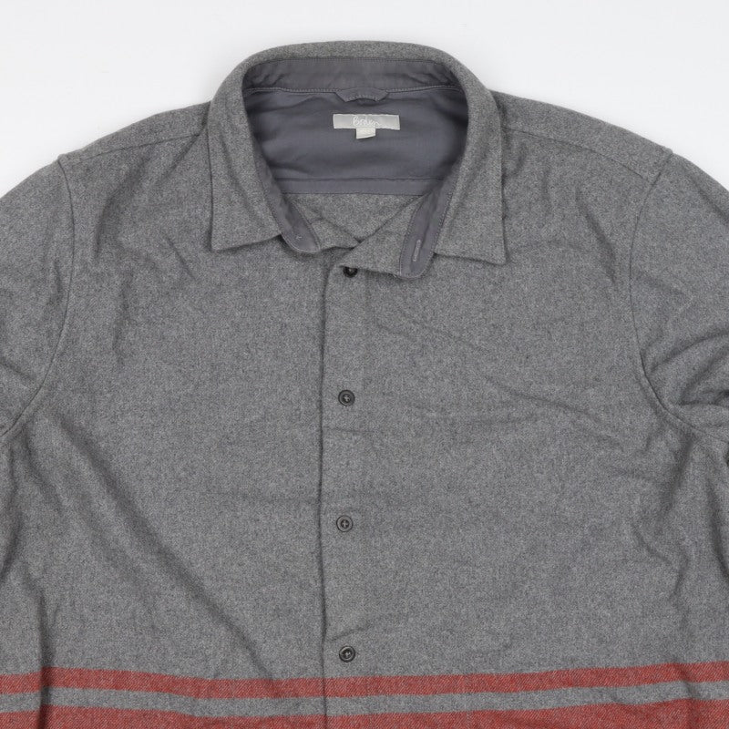 Boden Men Grey Red 2XL Wool Blend Button Basic Jacket Striped