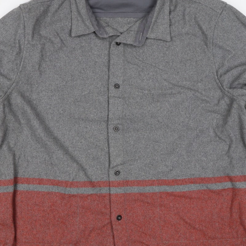 Boden Men Grey Red 2XL Wool Blend Button Basic Jacket Striped