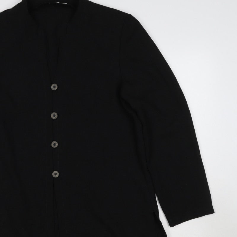 Jacques Vert Women’s Black UK 12 Long Collared Button Jacket