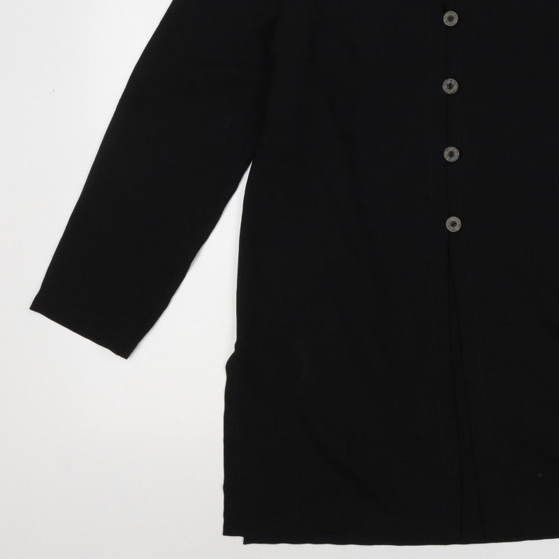 Jacques Vert Women’s Black UK 12 Long Collared Button Jacket