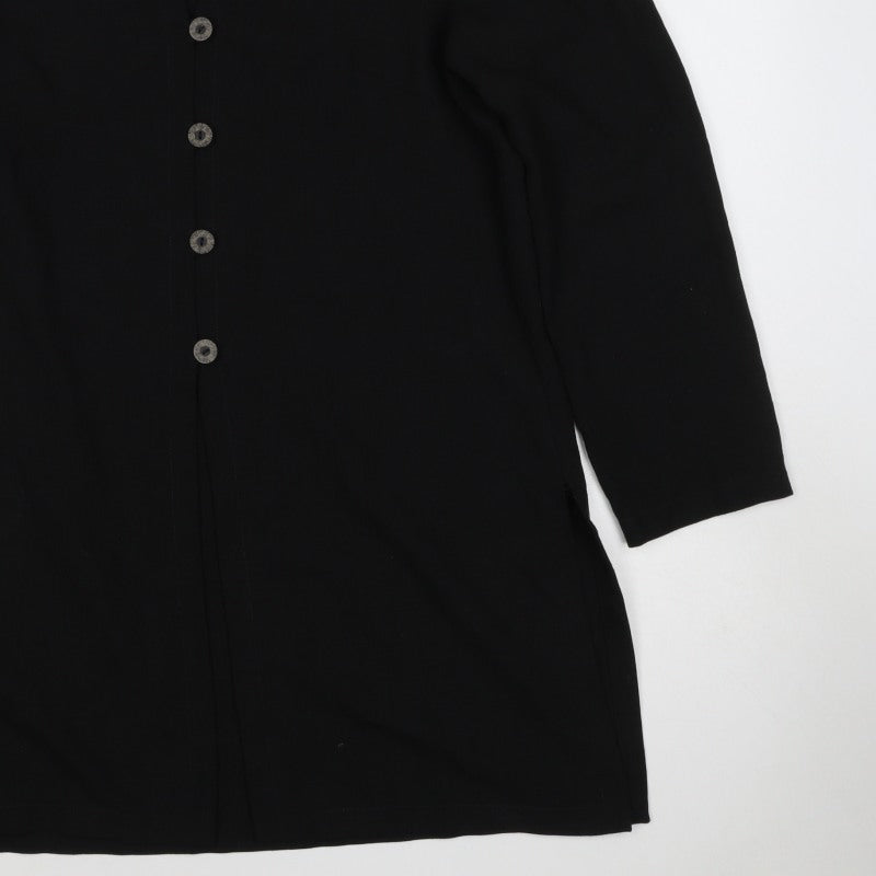Jacques Vert Women’s Black UK 12 Long Collared Button Jacket