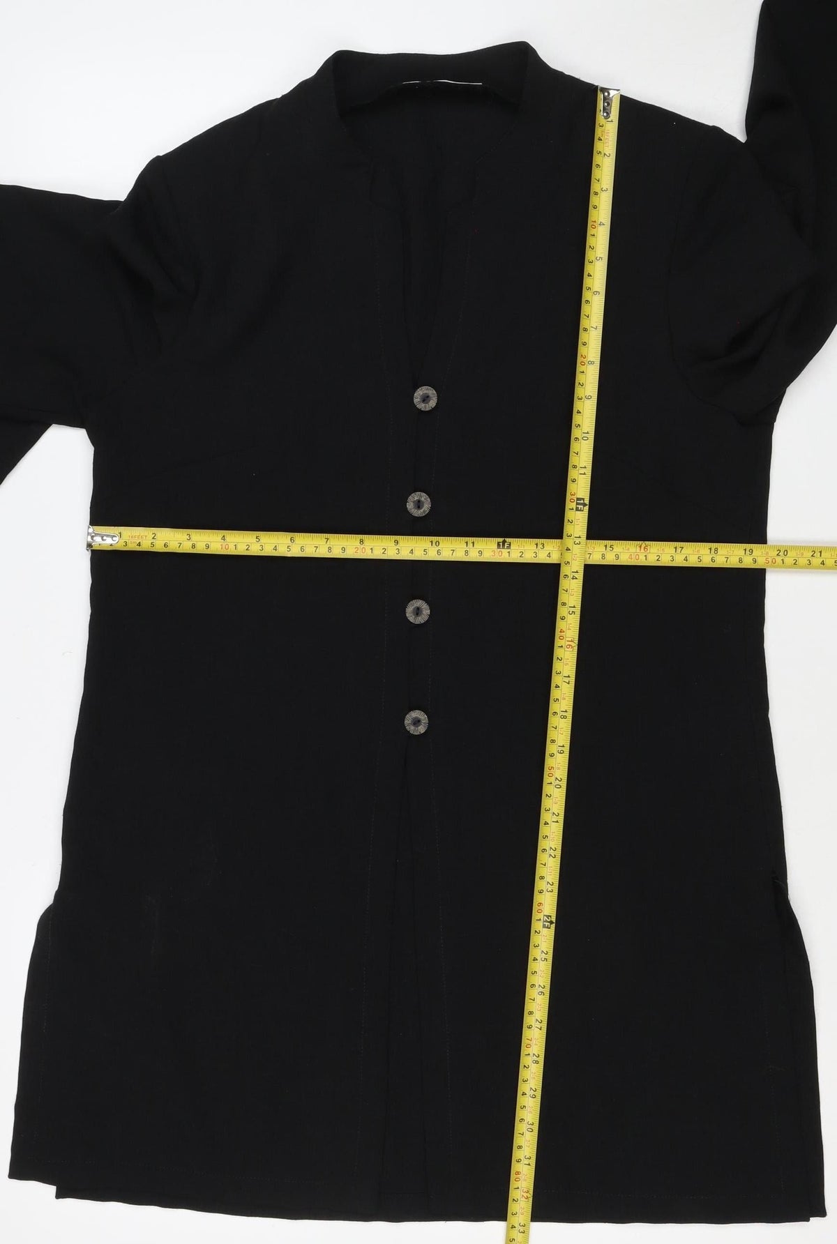 Jacques Vert Women’s Black UK 12 Long Collared Button Jacket