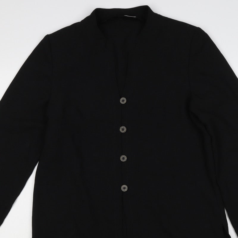 Jacques Vert Women’s Black UK 12 Long Collared Button Jacket