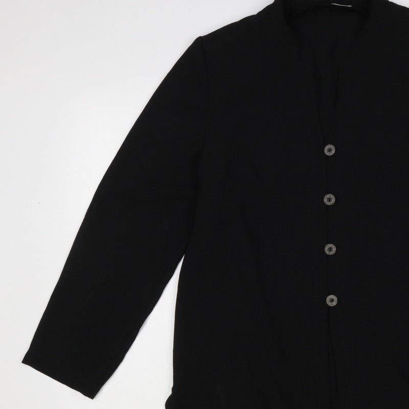 Jacques Vert Women’s Black UK 12 Long Collared Button Jacket