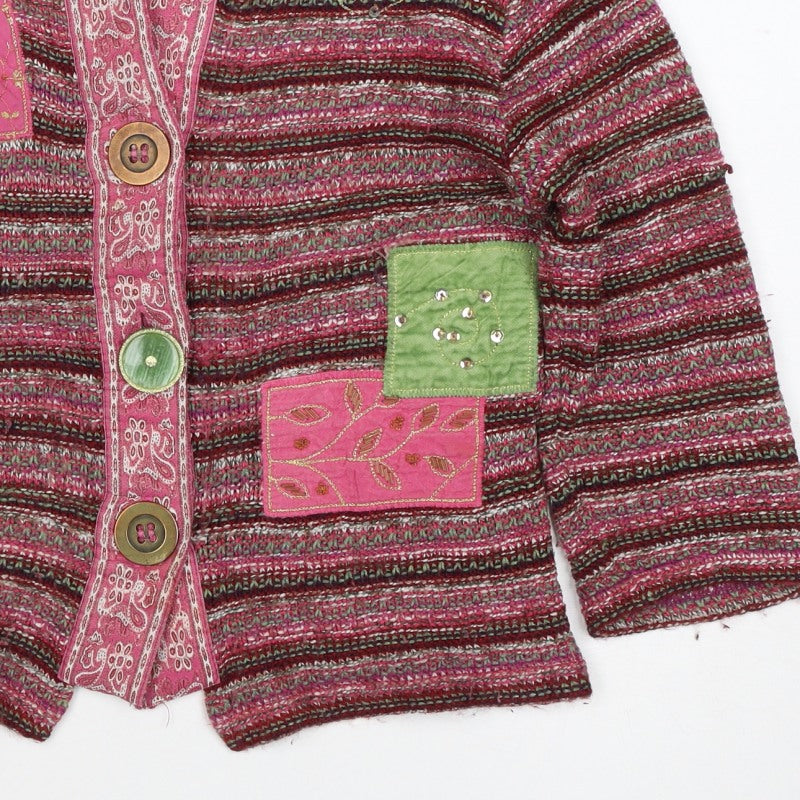 Per Una Women’s Multicoloured S Boho Striped Knit Button Cardigan