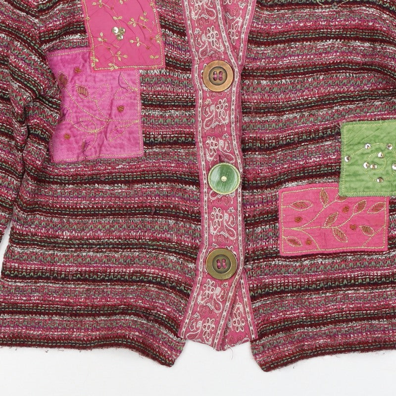 Per Una Women’s Multicoloured S Boho Striped Knit Button Cardigan