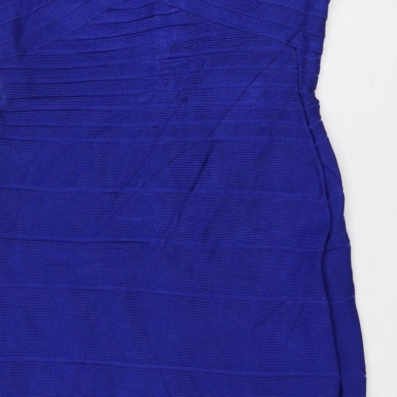 Celebrity NY Women Blue M Strapless Bodycon Stretch Mini Dress