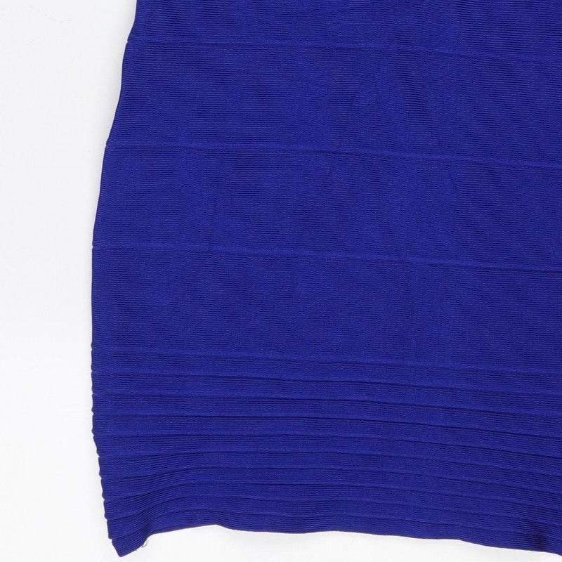 Celebrity NY Women Blue M Strapless Bodycon Stretch Mini Dress
