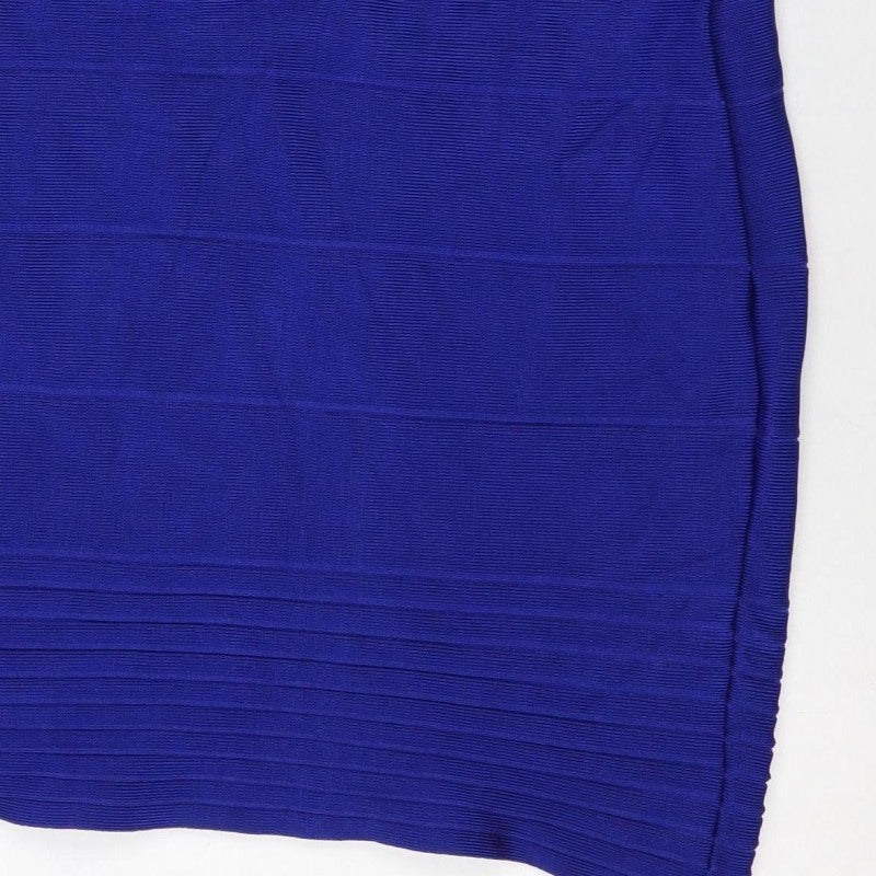 Celebrity NY Women Blue M Strapless Bodycon Stretch Mini Dress