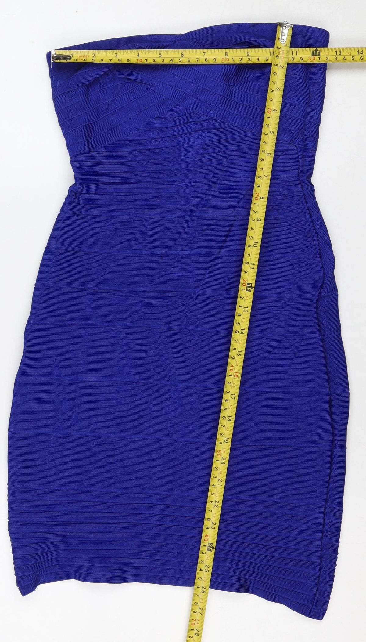 Celebrity NY Women Blue M Strapless Bodycon Stretch Mini Dress