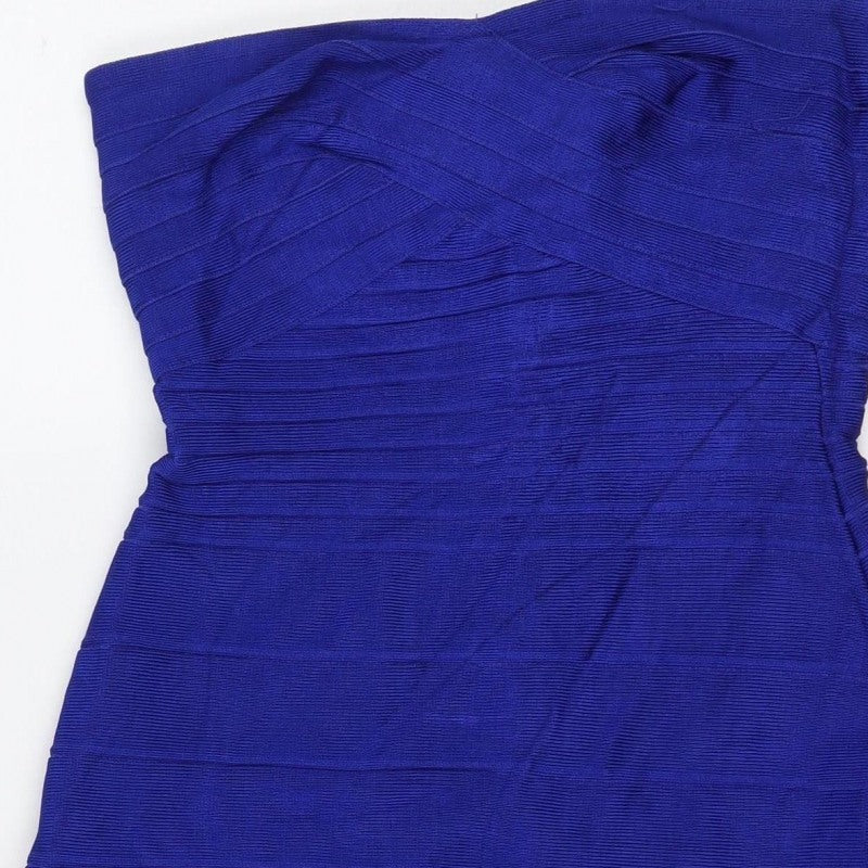 Celebrity NY Women Blue M Strapless Bodycon Stretch Mini Dress
