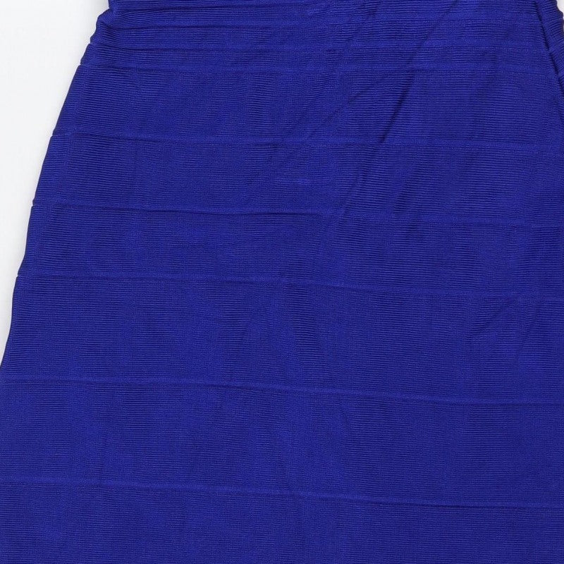 Celebrity NY Women Blue M Strapless Bodycon Stretch Mini Dress