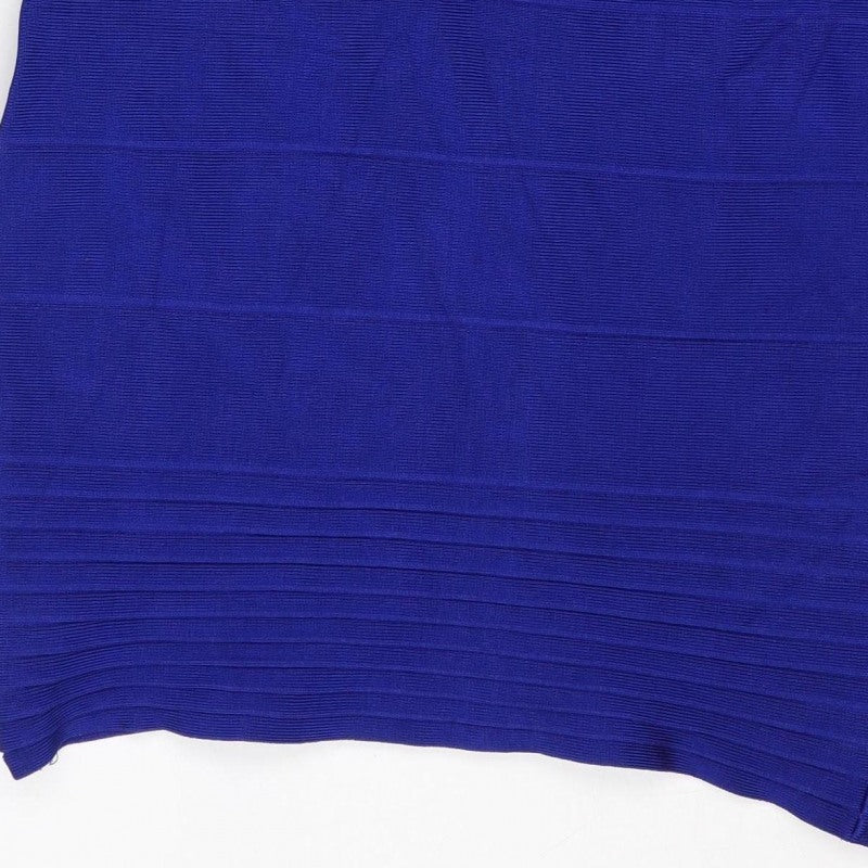 Celebrity NY Women Blue M Strapless Bodycon Stretch Mini Dress