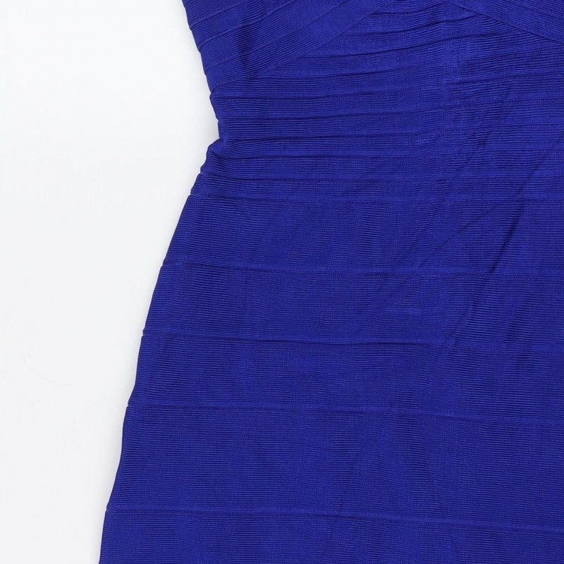 Celebrity NY Women Blue M Strapless Bodycon Stretch Mini Dress