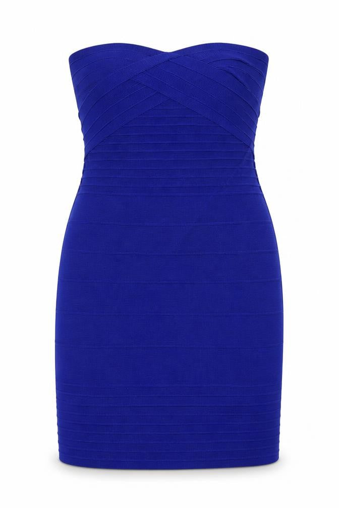 Celebrity NY Women Blue M Strapless Bodycon Stretch Mini Dress