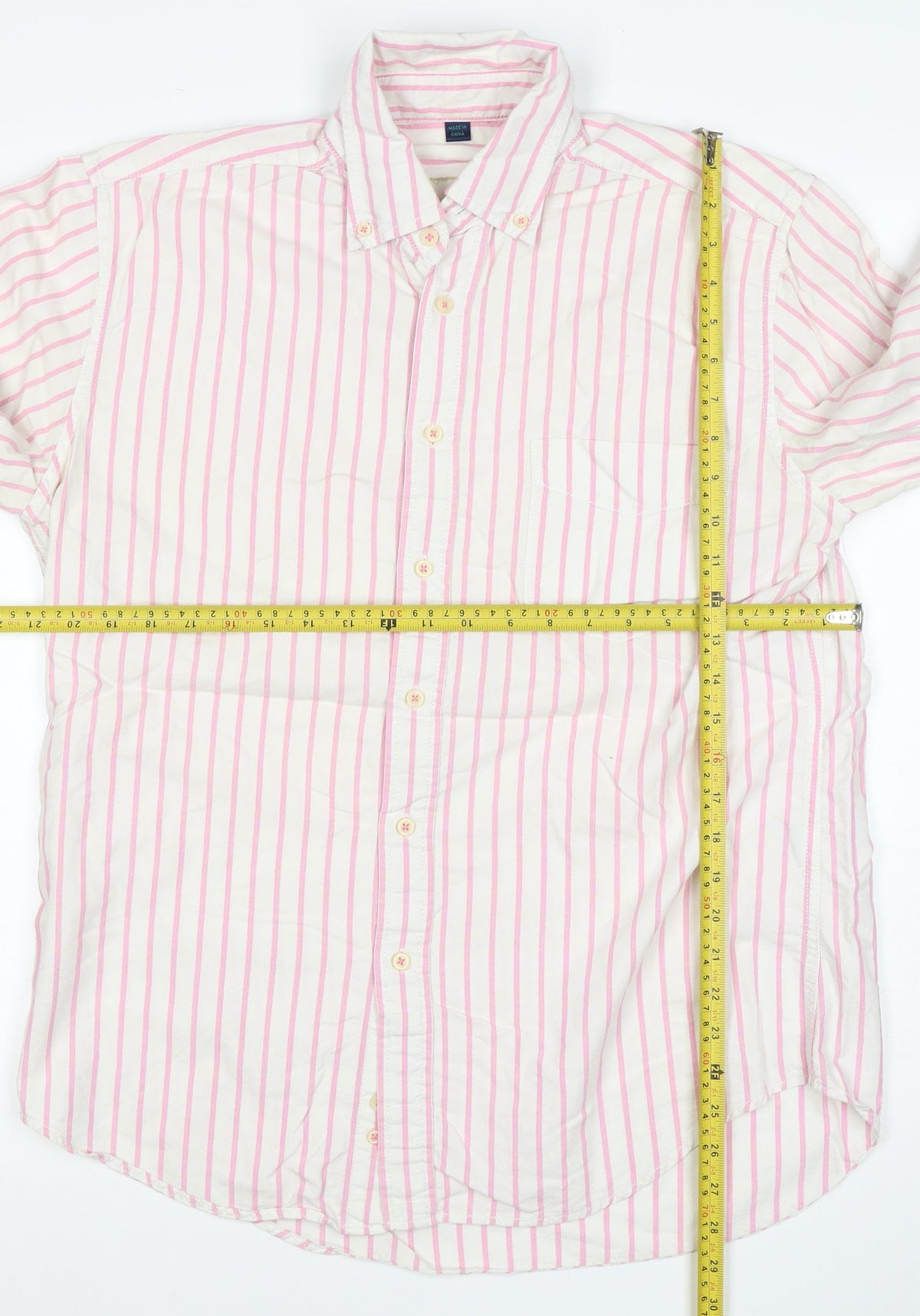 Boston Vintage Men’s M Pink White Striped Button-Down Shirt