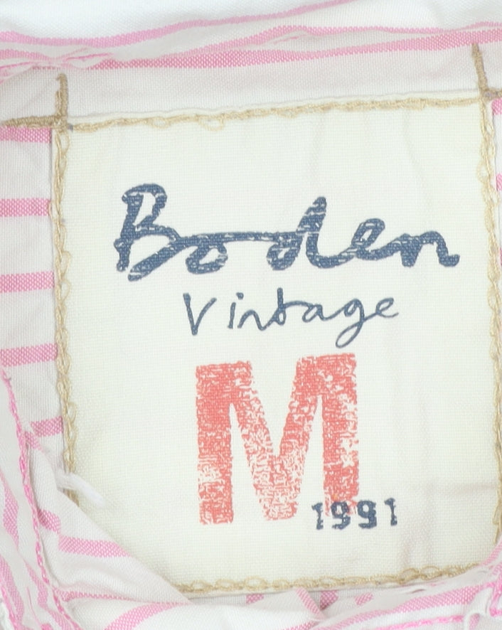 Boston Vintage Men’s M Pink White Striped Button-Down Shirt