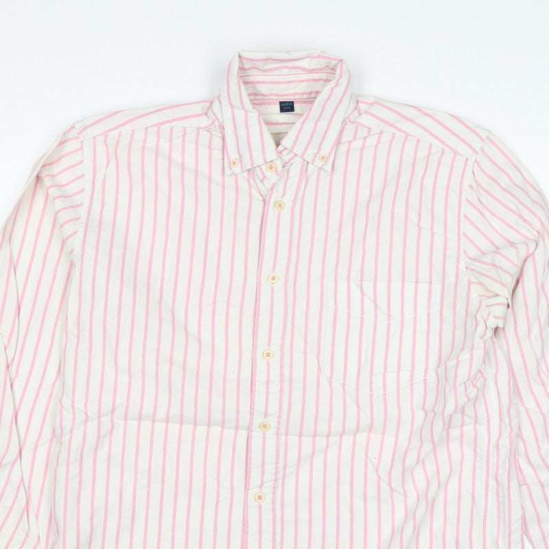 Boston Vintage Men’s M Pink White Striped Button-Down Shirt