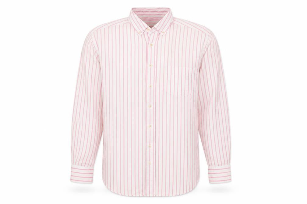 Boston Vintage Men’s M Pink White Striped Button-Down Shirt