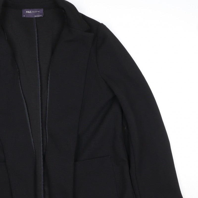 Marks and Spencer Women Black UK 16 Tuxedo Blazer Shawl Lapel