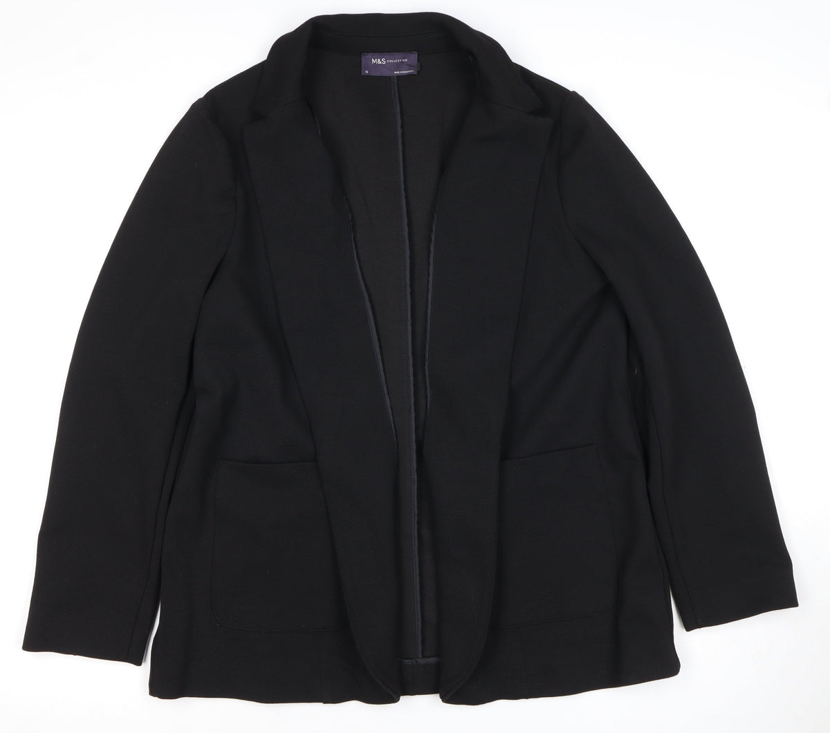 Marks and Spencer Women Black UK 16 Tuxedo Blazer Shawl Lapel