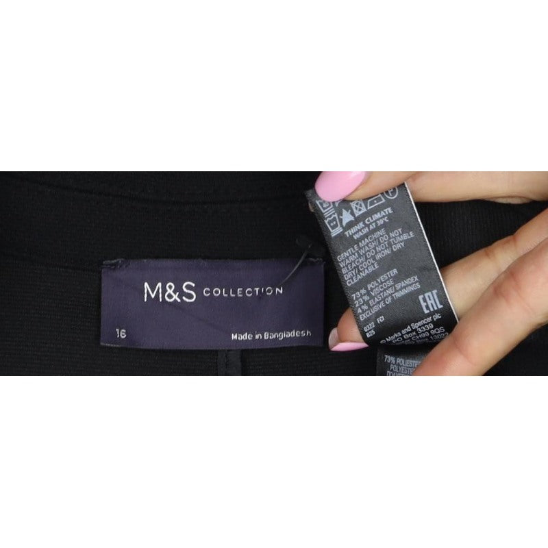 Marks and Spencer Women Black UK 16 Tuxedo Blazer Shawl Lapel