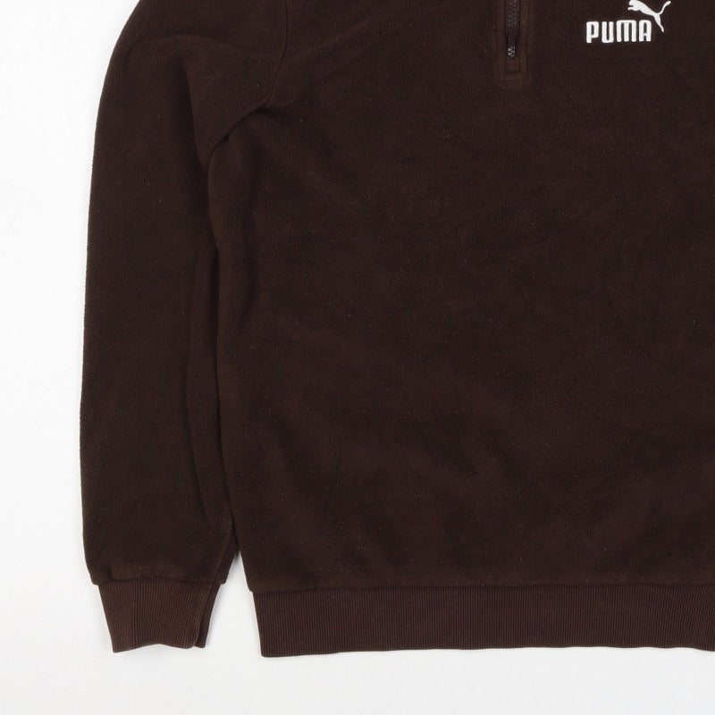 Puma Women’s Brown UK 16 1/4 Zip Fleece Sweatshirt Logo